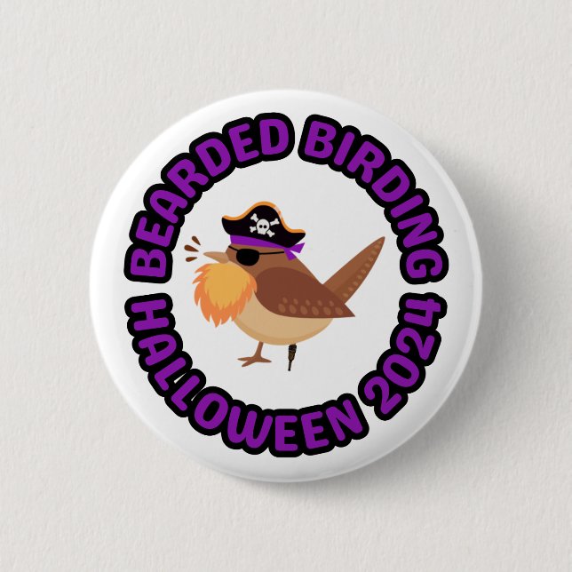 Bearded Birding Halloween 2024 Button (Front)