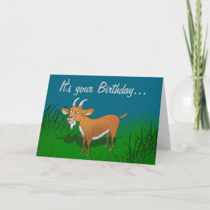 Bearded brown goat Birthday card
