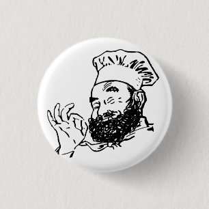 Bearded chef approved 3 cm round badge