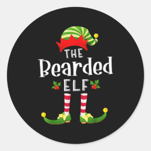 Bearded Christmas Elf Matching Pajama X-mas Party  Classic Round Sticker