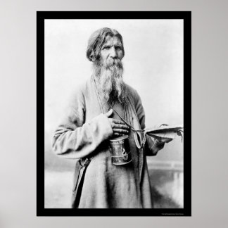 Bearded Church Beggar in Russia 1880 Poster