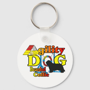 Bearded Collie Agility Gifts Key Ring