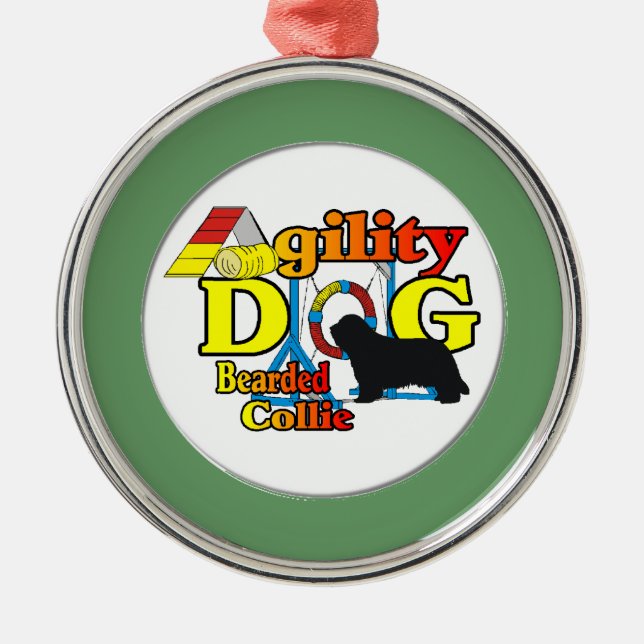 bearded collie agility metal tree decoration (Front)