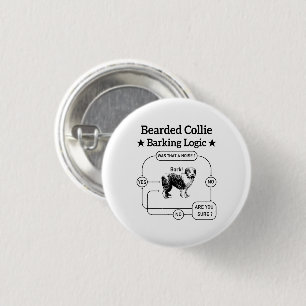 Bearded Collie Barking Logic Funny Dog Sarcastic 3 Cm Round Badge