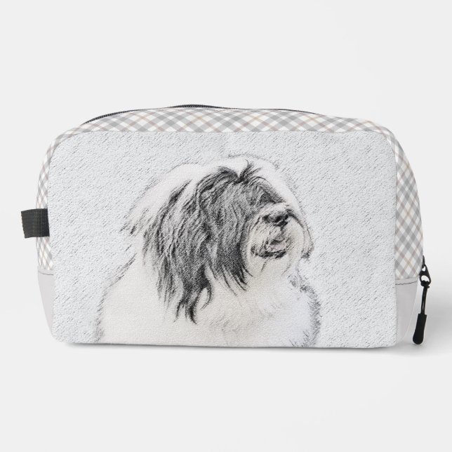 Bearded Collie Beardie Black Drawing Cute Dog Art Dopp Kit (Front)