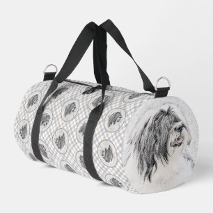 Bearded Collie Beardie Black Drawing Cute Dog Art Duffle Bag