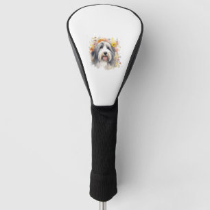 Bearded Collie between Wildflowers 1 Golf Head Cover