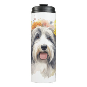 Bearded Collie between Wildflowers 1 Thermal Tumbler