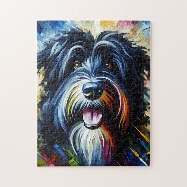 Bearded Collie | Black | Dog Acrylic Print Jigsaw Puzzle (Vertical)