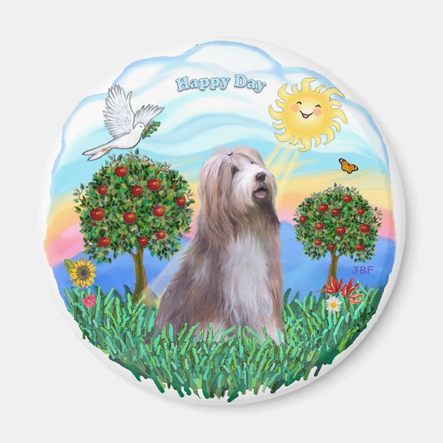Bearded Collie (brown-white) Magnet (Front)