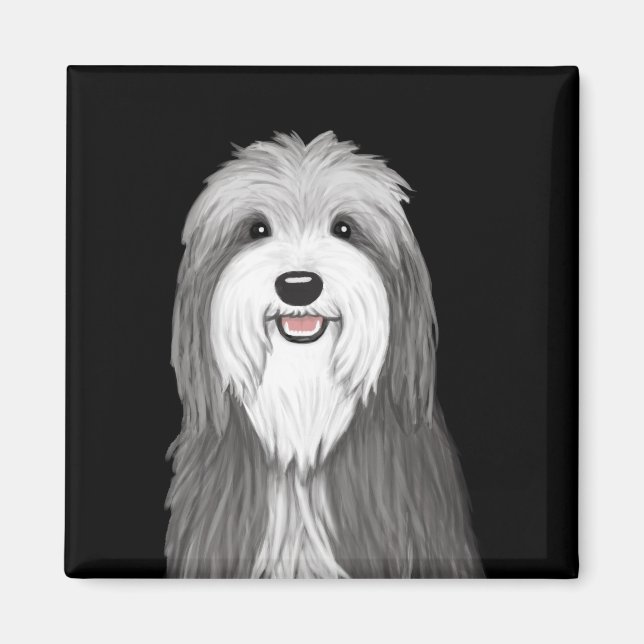 Bearded Collie Cartoon Dog Magnet (Front)