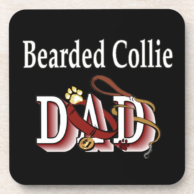 Bearded Collie Dad Coaster (Front)