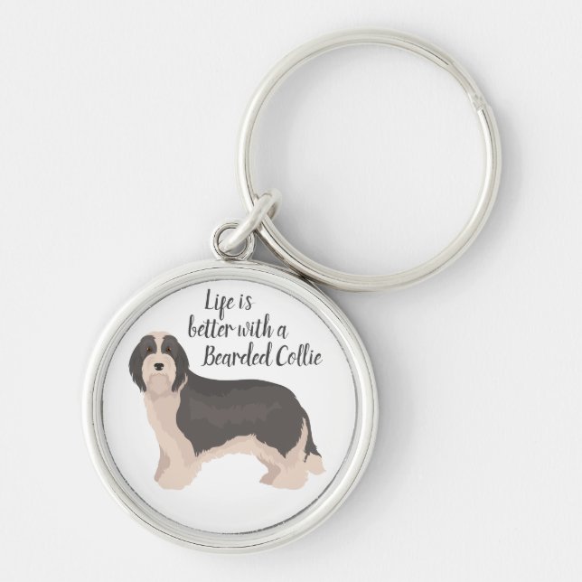 Bearded Collie dog Key Ring (Front)