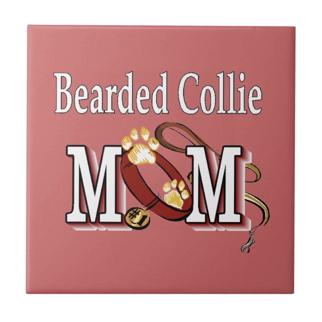 Bearded Collie Dog MOM Ceramic Tile (Front)
