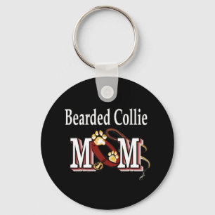 Bearded Collie Dog MOM Key Ring