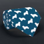 Bearded Collie Dog Silhouettes Pattern Blue Tie<br><div class="desc">This original Bearded Collie silhouettes pattern neck tie makes a great gift for dog dads! Available in a variety of colours, this cool tie makes a statement for anyone who loves a Beardie. An awesome gift for the guy who wears a tie for business, or for special events like holiday...</div>