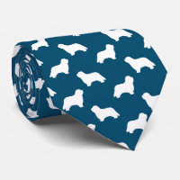 Bearded Collie Dog Silhouettes Pattern Blue