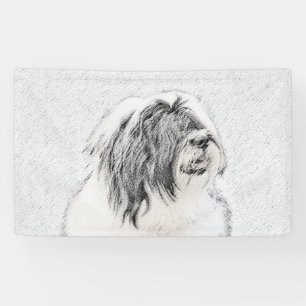 Bearded Collie Drawing - Cute Original Dog Art Banner