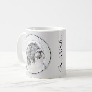 Bearded Collie Drawing - Cute Original Dog Art Coffee Mug