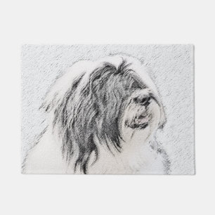 Bearded Collie Drawing - Cute Original Dog Art Doormat