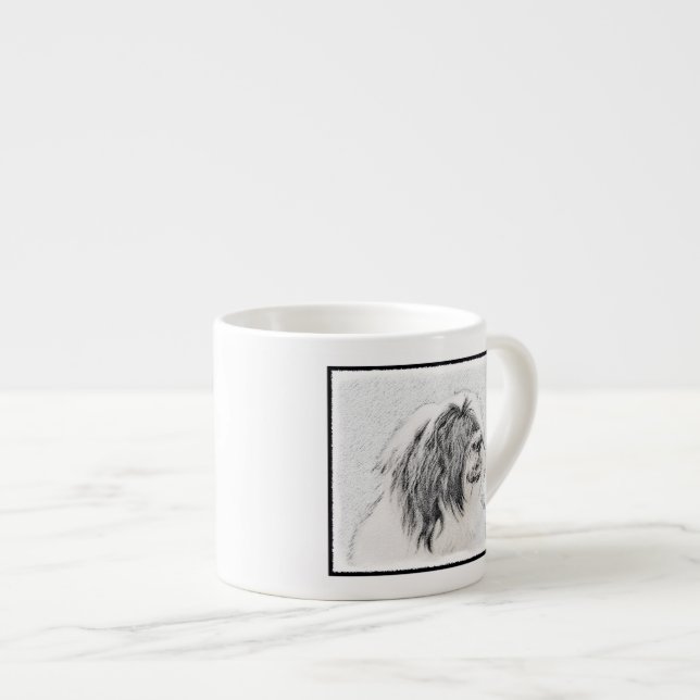 Bearded Collie Drawing - Cute Original Dog Art Espresso Cup (Front Right)