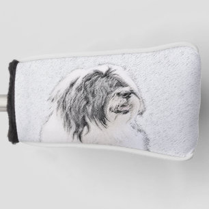 Bearded Collie Drawing - Cute Original Dog Art Golf Head Cover