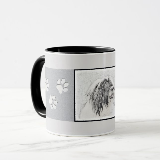 Bearded Collie Drawing - Cute Original Dog Art Mug (Front Left)