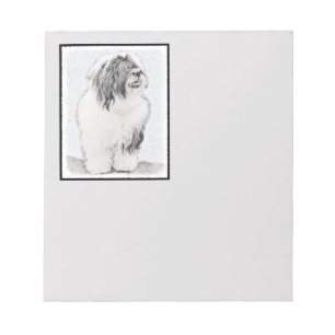 Bearded Collie Drawing - Cute Original Dog Art Notepad