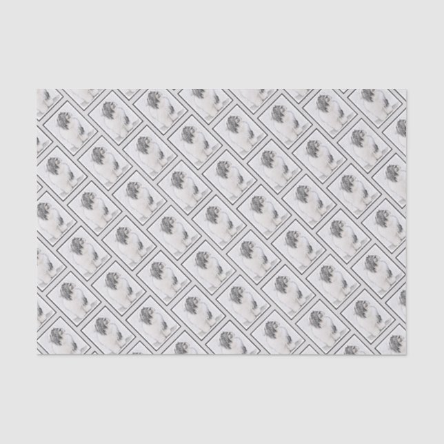 Bearded Collie Drawing - Cute Original Dog Art Tissue Paper (Front)