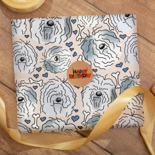 Bearded Collie Hand-Drawn Cartoon Head  Wrapping Paper