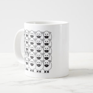 Bearded Collie in the Sheep Large Coffee Mug