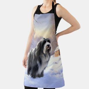 Bearded Collie Let It Snow Christmas  Apron