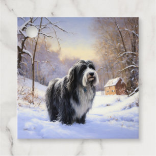 Bearded Collie Let It Snow Christmas  Favour Tags