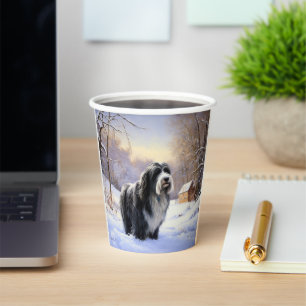 Bearded Collie Let It Snow Christmas  Paper Cups