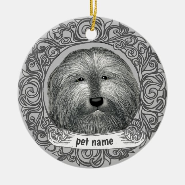 Bearded Collie Loving Memory ornament (Front)