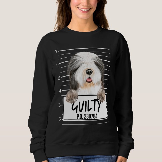 Bearded Collie Mugshot Guilty Dog Sweatshirt (Front)
