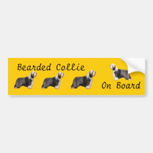Bearded Collie On Board Car Decal