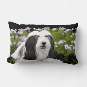 Bearded Collie Painting - Cute Original Dog Art Lumbar Cushion