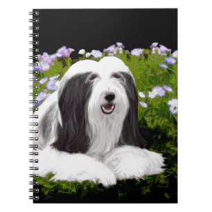 Bearded Collie Painting - Cute Original Dog Art Notebook
