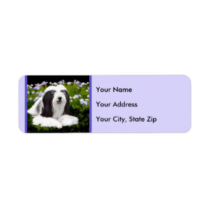 Bearded Collie Painting - Cute Original Dog Art Return Address Label