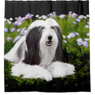 Bearded Collie Painting - Cute Original Dog Art Shower Curtain