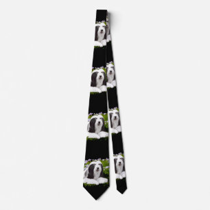 Bearded Collie Painting - Cute Original Dog Art Tie