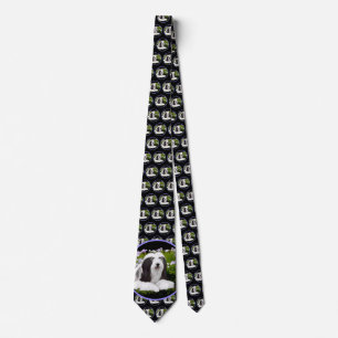 Bearded Collie Painting - Cute Original Dog Art Tie