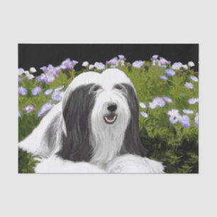 Bearded Collie Painting - Cute Original Dog Art Tissue Paper