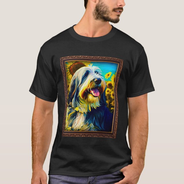 Bearded Collie Painting Sunflower Flower Mom Women T-Shirt (Front)
