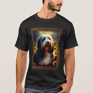 Bearded Collie Painting Sunflower Flower Mum Women T-Shirt