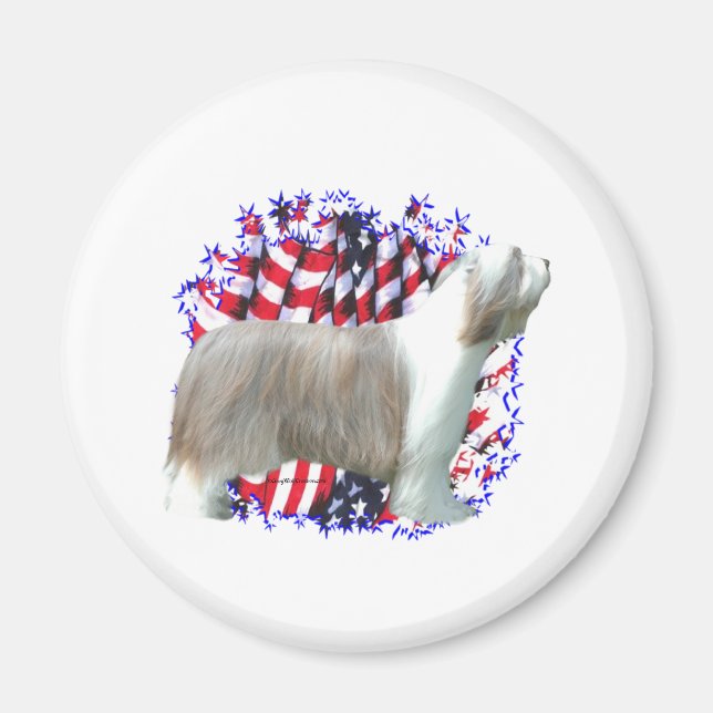 Bearded Collie Patriot Magnet (Front)
