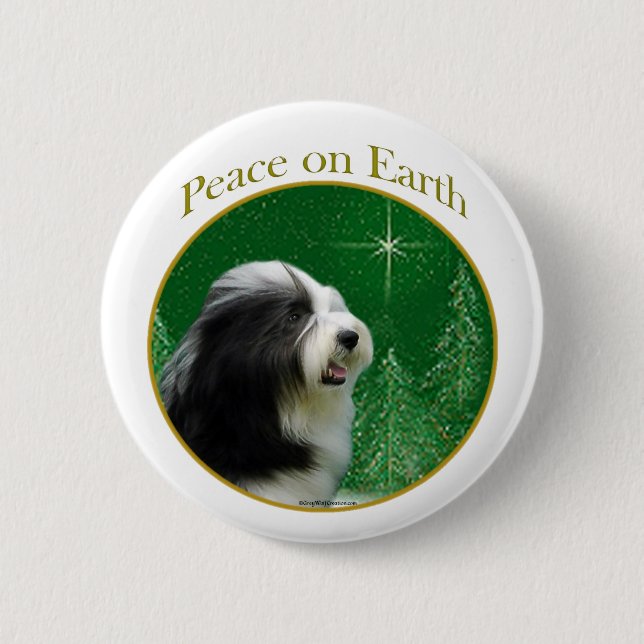 Bearded Collie Peace 6 Cm Round Badge (Front)