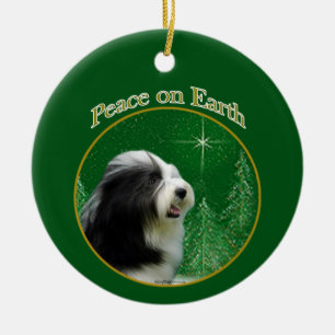 Bearded Collie Peace Ceramic Ornament