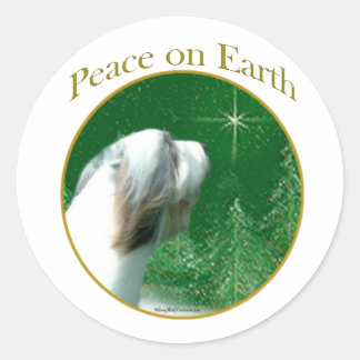 Bearded Collie Peace Classic Round Sticker